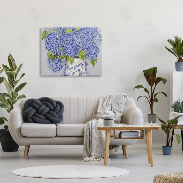 Stupell Industries Maureen Griggs | Blue Hydrangea Bunches Ornate Patterned Vase Still Life Wall Art