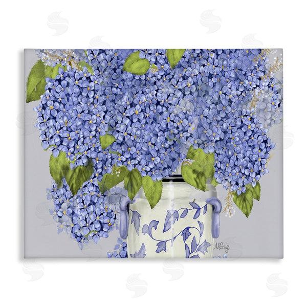 stupell industries Maureen Griggs | Blue Hydrangea Bunches Ornate Patterned Vase Still Life Wall Art