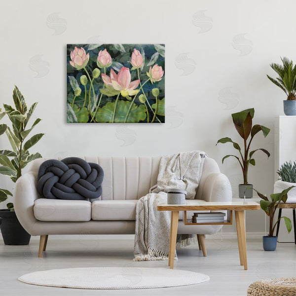 Stupell Industries Maureen Griggs | Pink Lotus Flowers And Lily Pad Pond Wall Art