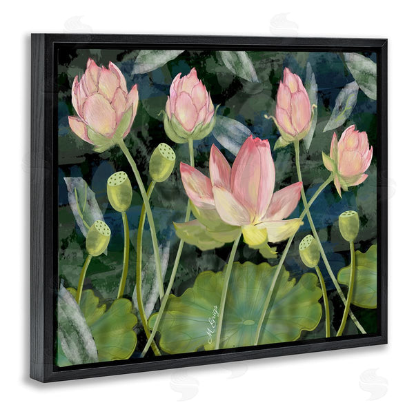 Stupell Industries Maureen Griggs | Pink Lotus Flowers And Lily Pad Pond Wall Art