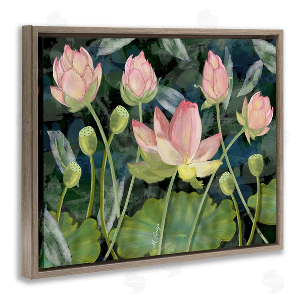 Stupell Industries Maureen Griggs | Pink Lotus Flowers And Lily Pad Pond Wall Art