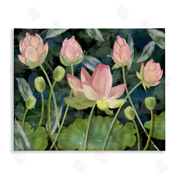 stupell industries Maureen Griggs | Pink Lotus Flowers and Lily Pad Pond Wall Art