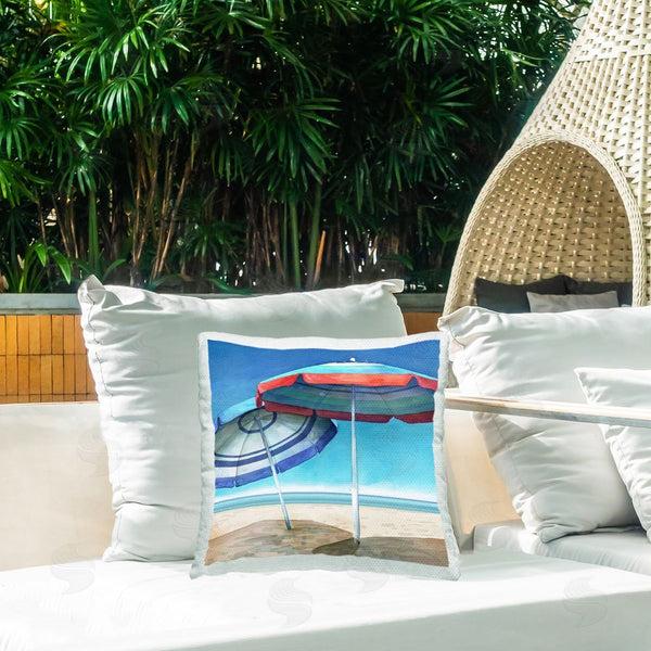 Stupell Industries Mauro Devereaux | Beach Umbrella Shadows Printed Throw Pillow