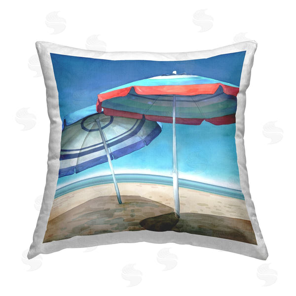stupell industries Mauro Devereaux | Beach Umbrella Shadows Printed Throw Pillow