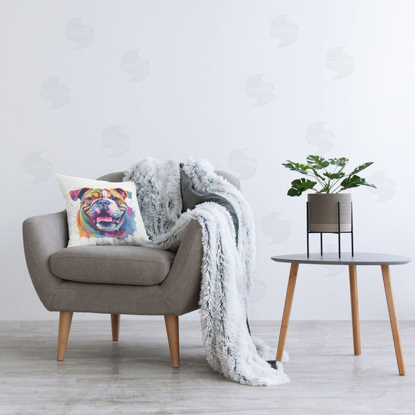 Stupell Industries MB Cunningham | Abstract Splash Bulldog Printed Throw Pillow