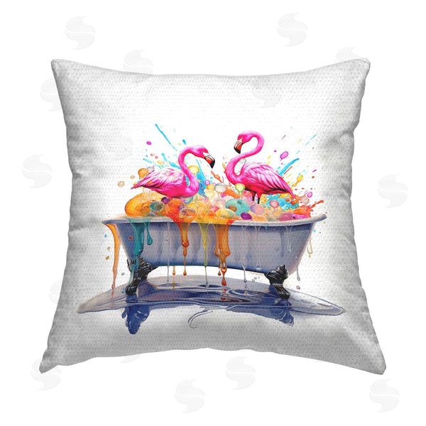 Stupell Industries MB Cunningham | Flamingo Bubble Bath Printed Throw Pillow