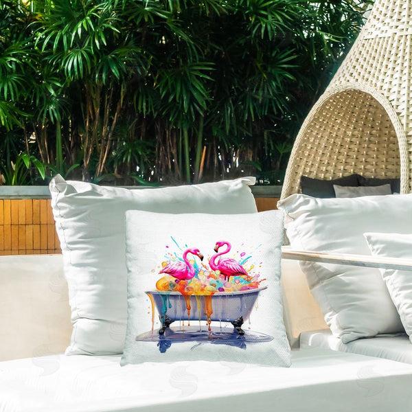 Stupell Industries MB Cunningham | Flamingo Bubble Bath Printed Throw Pillow