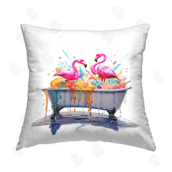 stupell industries MB Cunningham | Flamingo Bubble Bath Printed Throw Pillow