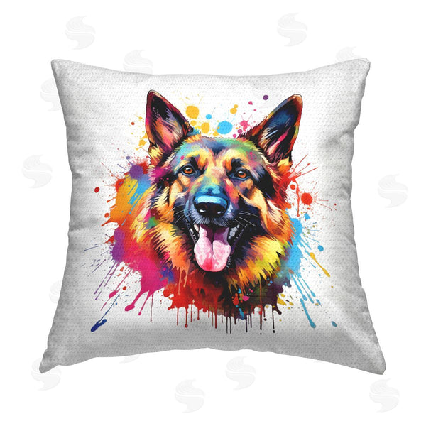 Stupell Industries MB Cunningham | German Shepherd With Splatter Printed Throw Pillow