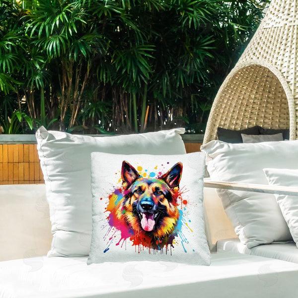 Stupell Industries MB Cunningham | German Shepherd With Splatter Printed Throw Pillow