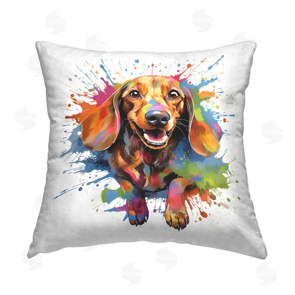 stupell industries MB Cunningham | Happy Dog with Splatter Printed Throw Pillow