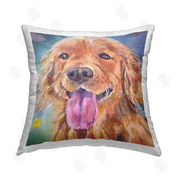 Stupell Industries MB Cunningham | Happy Golden Retriever Printed Throw Pillow