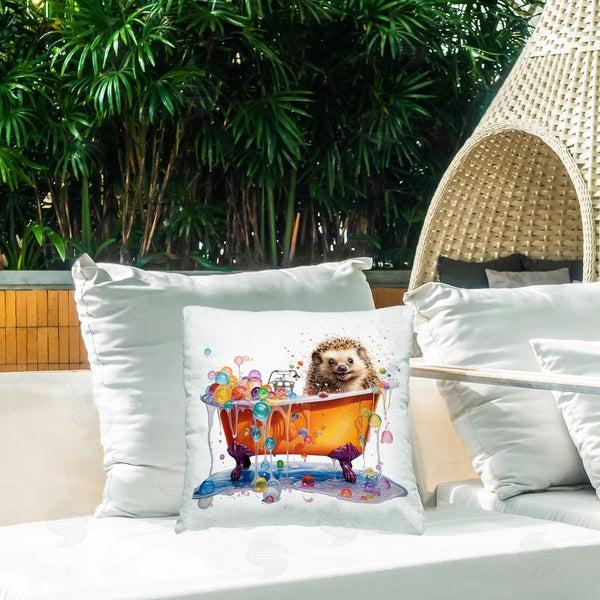 Stupell Industries MB Cunningham | Happy Hedgehog Bubble Bath Printed Throw Pillow