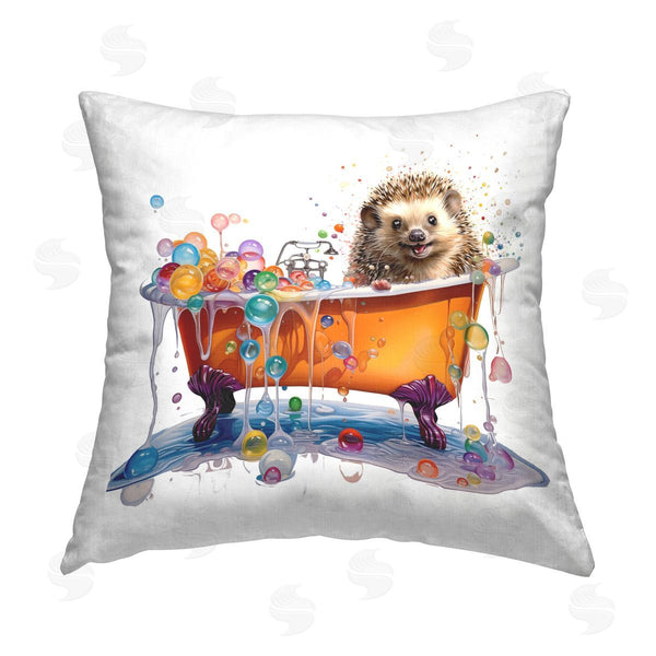 stupell industries MB Cunningham | Happy Hedgehog Bubble Bath Printed Throw Pillow