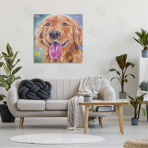 Stupell Industries MB Cunningham | Happy Retriever Dog Face Wall Art