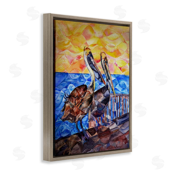 Stupell Industries MB Cunningham | Pelicans On Dock Painting Wall Art
