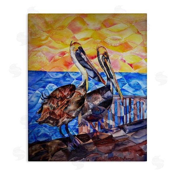 stupell industries MB Cunningham | Pelicans on Dock Painting Wall Art