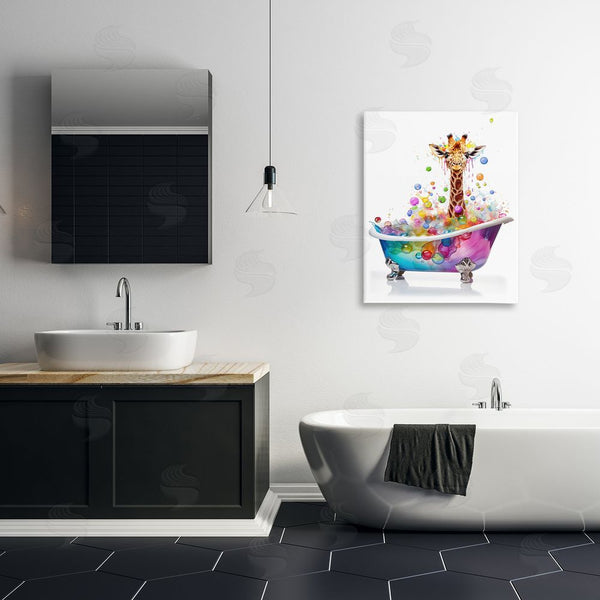 Stupell Industries MB Cunningham | Rainbow Bubble Bath Giraffe Wall Art