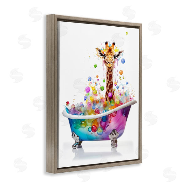 Stupell Industries MB Cunningham | Rainbow Bubble Bath Giraffe Wall Art