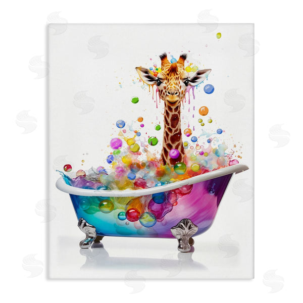 stupell industries MB Cunningham | Rainbow Bubble Bath Giraffe Wall Art