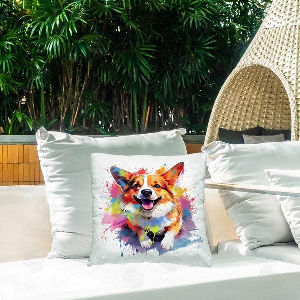 Stupell Industries MB Cunningham | Smiling Corgi Abstraction Printed Throw Pillow