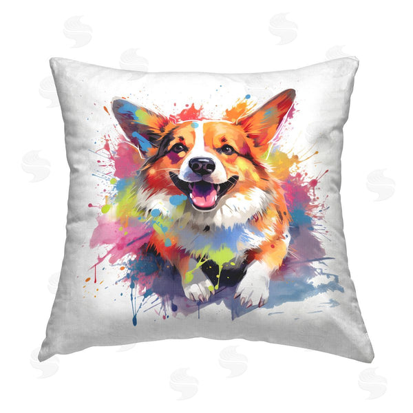 stupell industries MB Cunningham | Smiling Corgi Abstraction Printed Throw Pillow