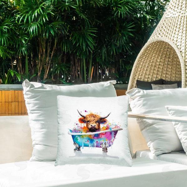 Stupell Industries MB Cunningham | Vivid Bath Time Cattle Printed Throw Pillow