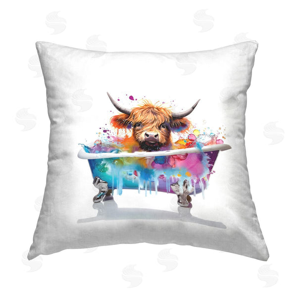 stupell industries MB Cunningham | Vivid Bath Time Cattle Printed Throw Pillow