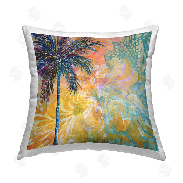 stupell industries Megan Duncanson | Abstract Summer Palm Tree Printed Throw Pillow