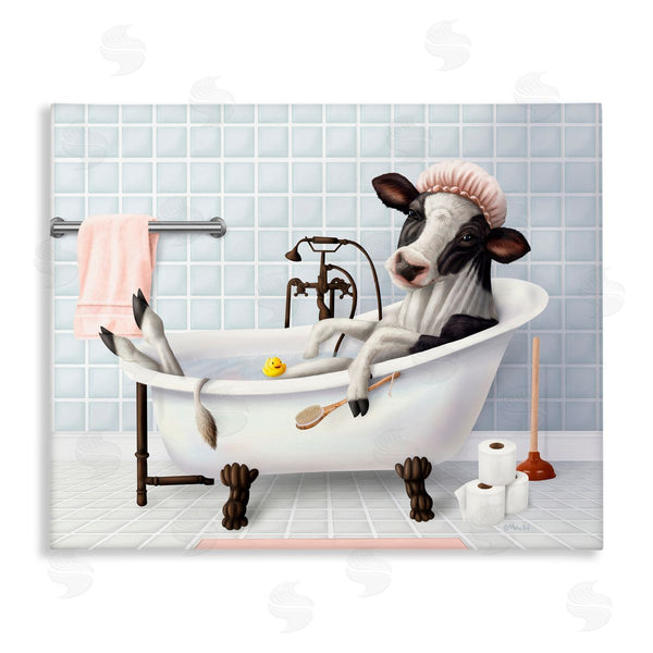 stupell industries Mehu Art | Cow & Rubber Duck in Bath