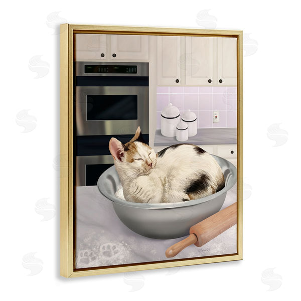 Stupell Industries Mehu Art | Sleepy Cat In Mixing Bowl