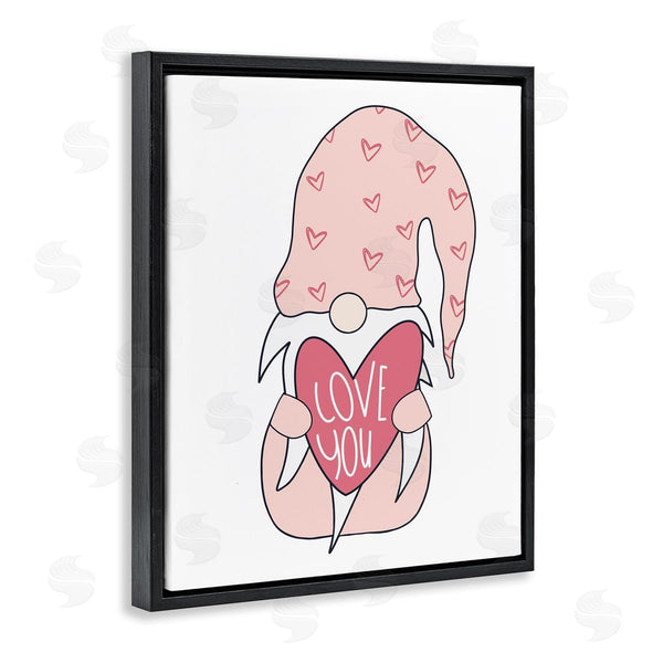 Stupell Industries Melanie Torres | Cute Pink Gnome Love You Sentiment Big Heart Wall Art