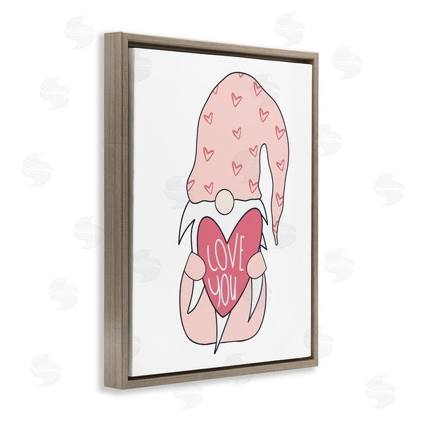 Stupell Industries Melanie Torres | Cute Pink Gnome Love You Sentiment Big Heart Wall Art