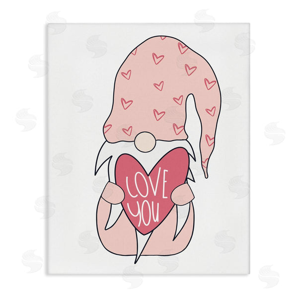 stupell industries Melanie Torres | Cute Pink Gnome Love You Sentiment Big Heart Wall Art