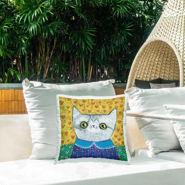 Stupell Industries Melissa Averinos | Kitten With Fun Patterns Printed Throw Pillow