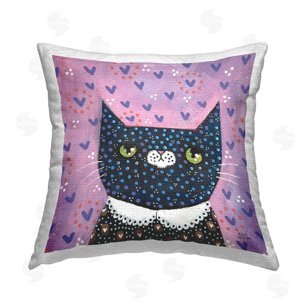 Stupell Industries Melissa Averinos | Whimsical Patterned Cat Printed Throw Pillow