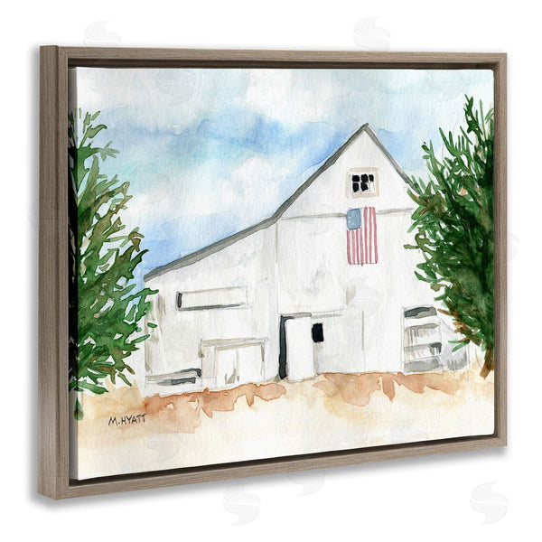 Stupell Industries Melissa Hyatt | American Barn Side Soft Blue Brown Watercolor