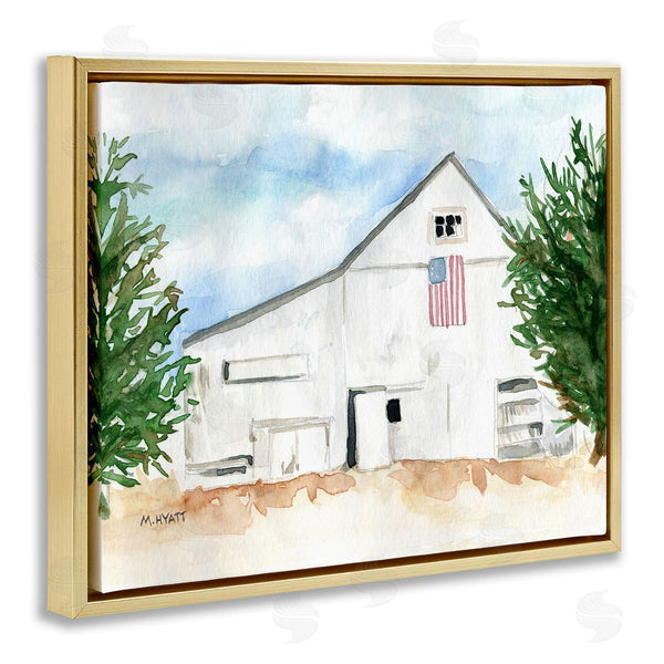 Stupell Industries Melissa Hyatt | American Barn Side Soft Blue Brown Watercolor