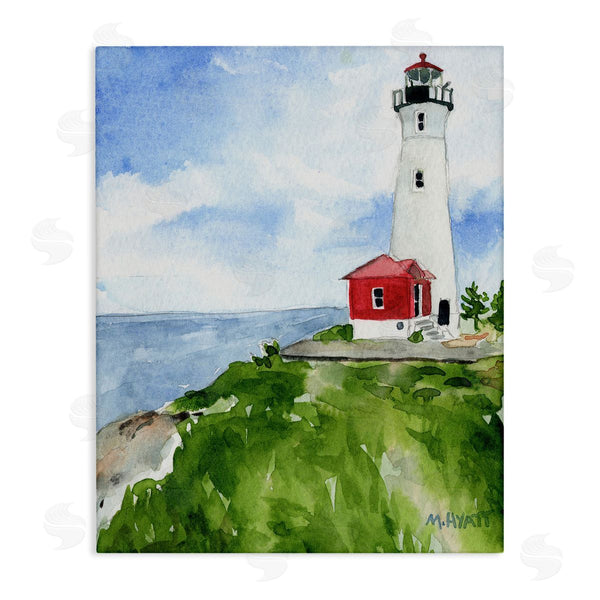 stupell industries Melissa Hyatt | Beach Cliff Lighthouse Ocean Overlook Landscape