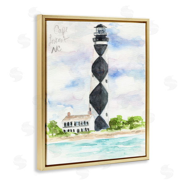 Stupell Industries Melissa Hyatt | Black Diamond Lighthouse With Beach Coast Landscape