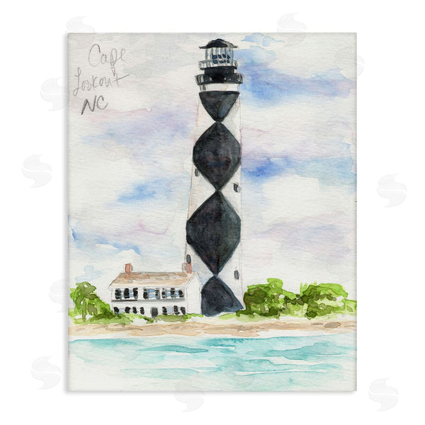stupell industries Melissa Hyatt | Black Diamond Lighthouse With Beach Coast Landscape