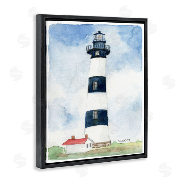 Stupell Industries Melissa Hyatt | Black Striped Lighthouse With Quaint Cabin