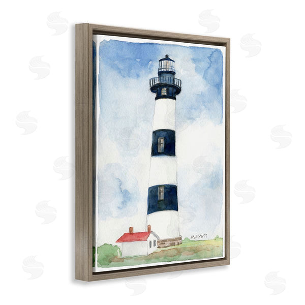 Stupell Industries Melissa Hyatt | Black Striped Lighthouse With Quaint Cabin