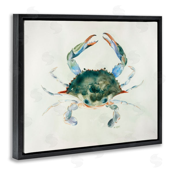 Stupell Industries Melissa Hyatt | Blue Sea Crab Over Beige Soft Watercolors