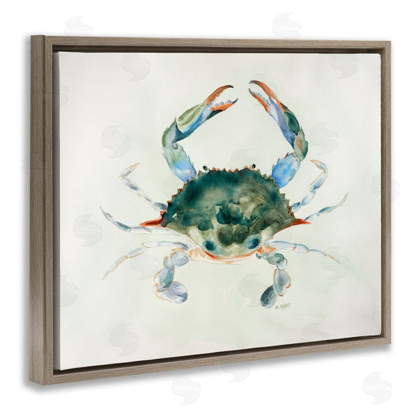 Stupell Industries Melissa Hyatt | Blue Sea Crab Over Beige Soft Watercolors