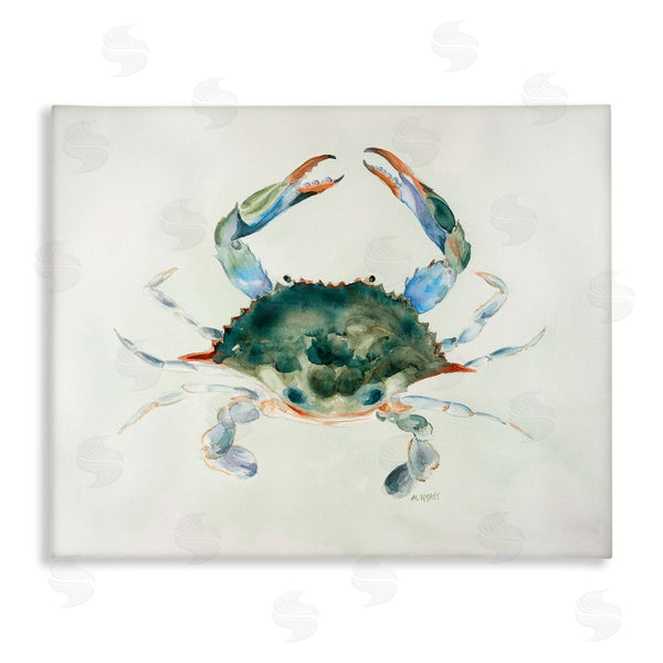 stupell industries Melissa Hyatt | Blue Sea Crab Over Beige Soft Watercolors