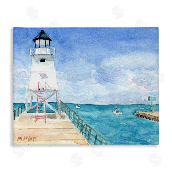 stupell industries Melissa Hyatt | Boardwalk Leading to Lighthouse Seaside Landscape