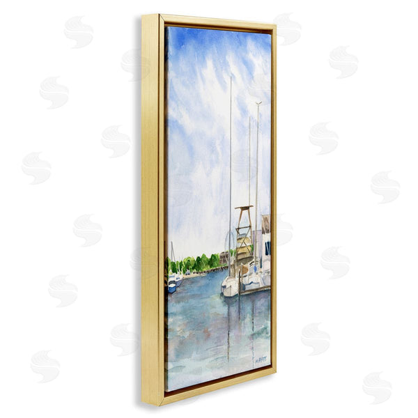Stupell Industries Melissa Hyatt | Boats At Dock Summer Lakeside Landscape