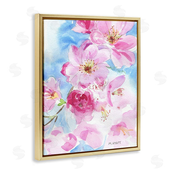 Stupell Industries Melissa Hyatt | Cherry Blossom Pink Florals Blooming Over Blue Wall Art