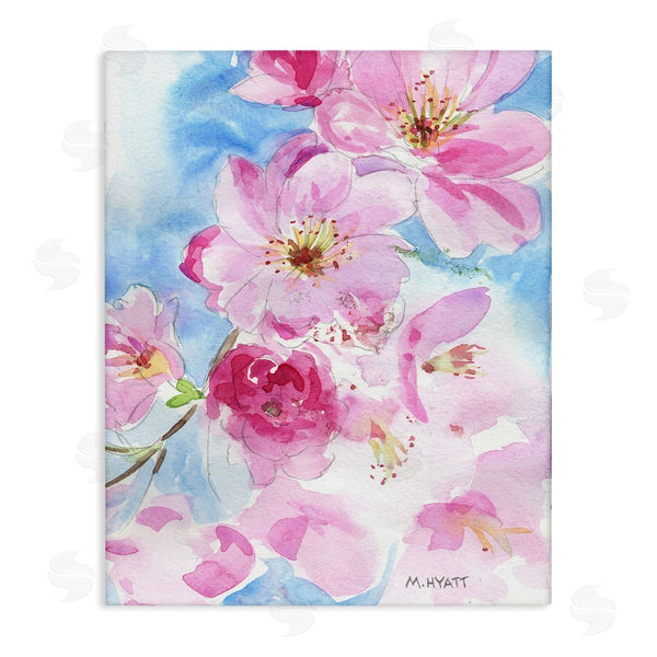 stupell industries Melissa Hyatt | Cherry Blossom Pink Florals Blooming over Blue Wall Art